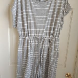 Gray/white striped knit dress XL